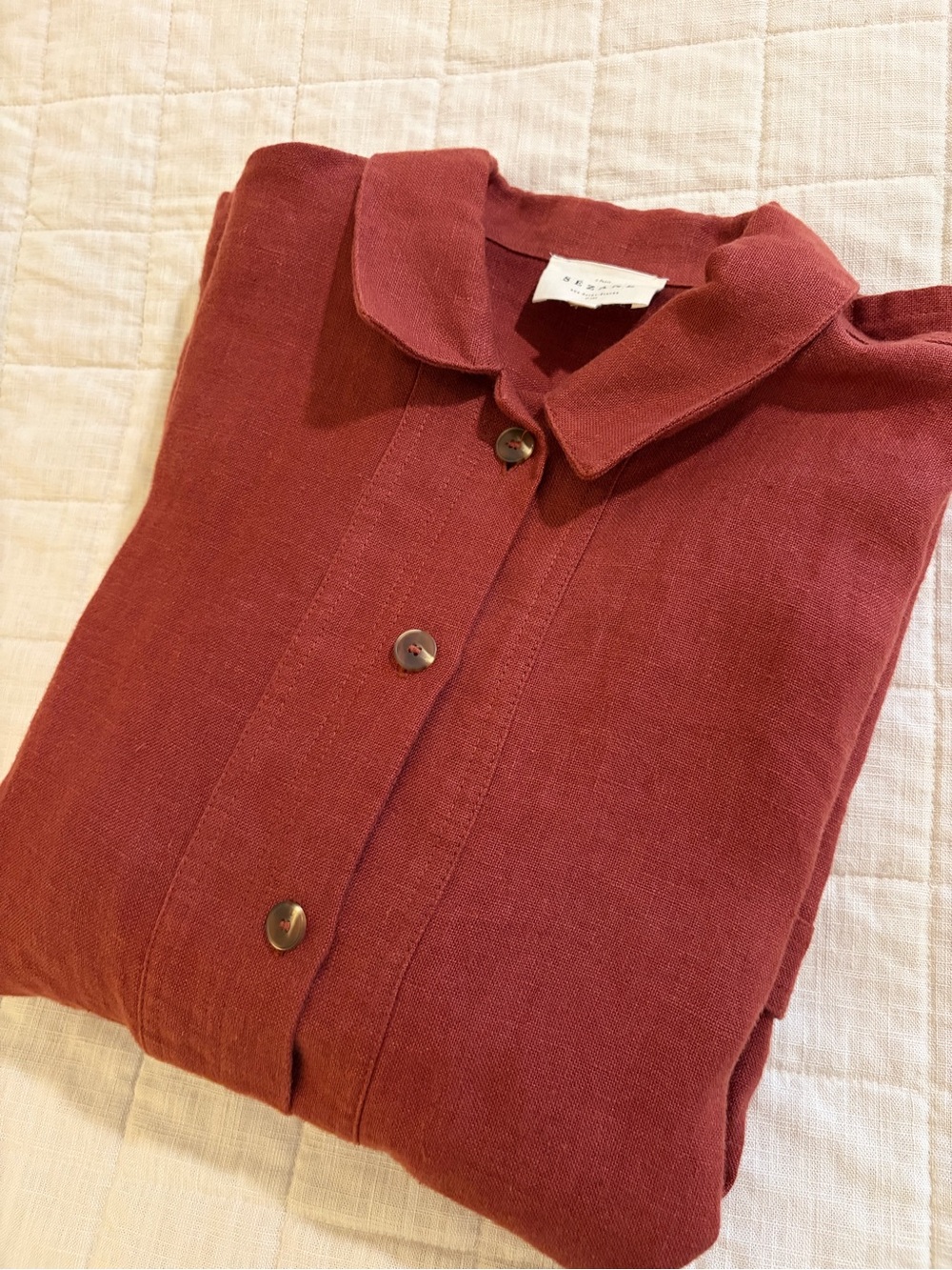 Sezane Will Linen Chestnut Rust Blazer Jacket womens XL - Picture 2 of 10
